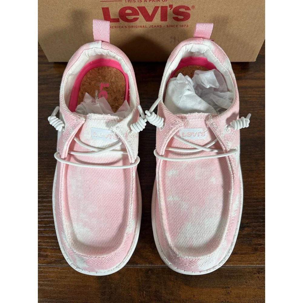 Levis Newt TD CVS‎ Toddler Size 2 Pink White Tie Dye Canvas Slip On Loafer Shoes